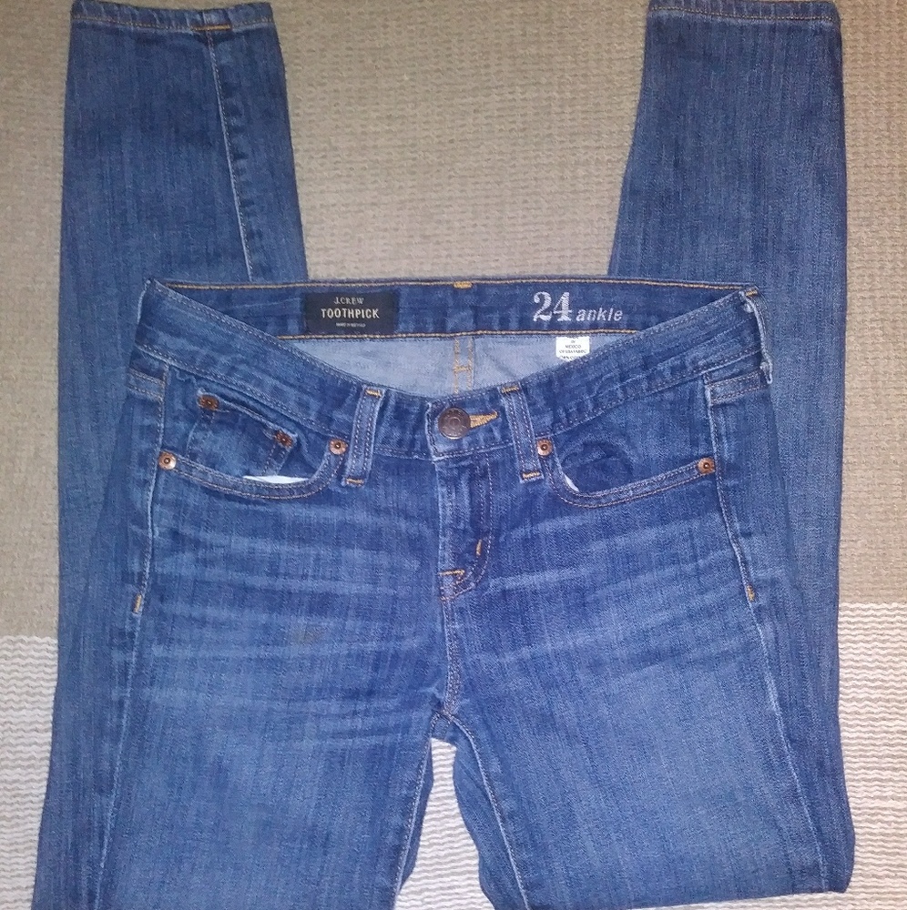 J.Crew Ankle Toothpick Blue Jeans Size 24